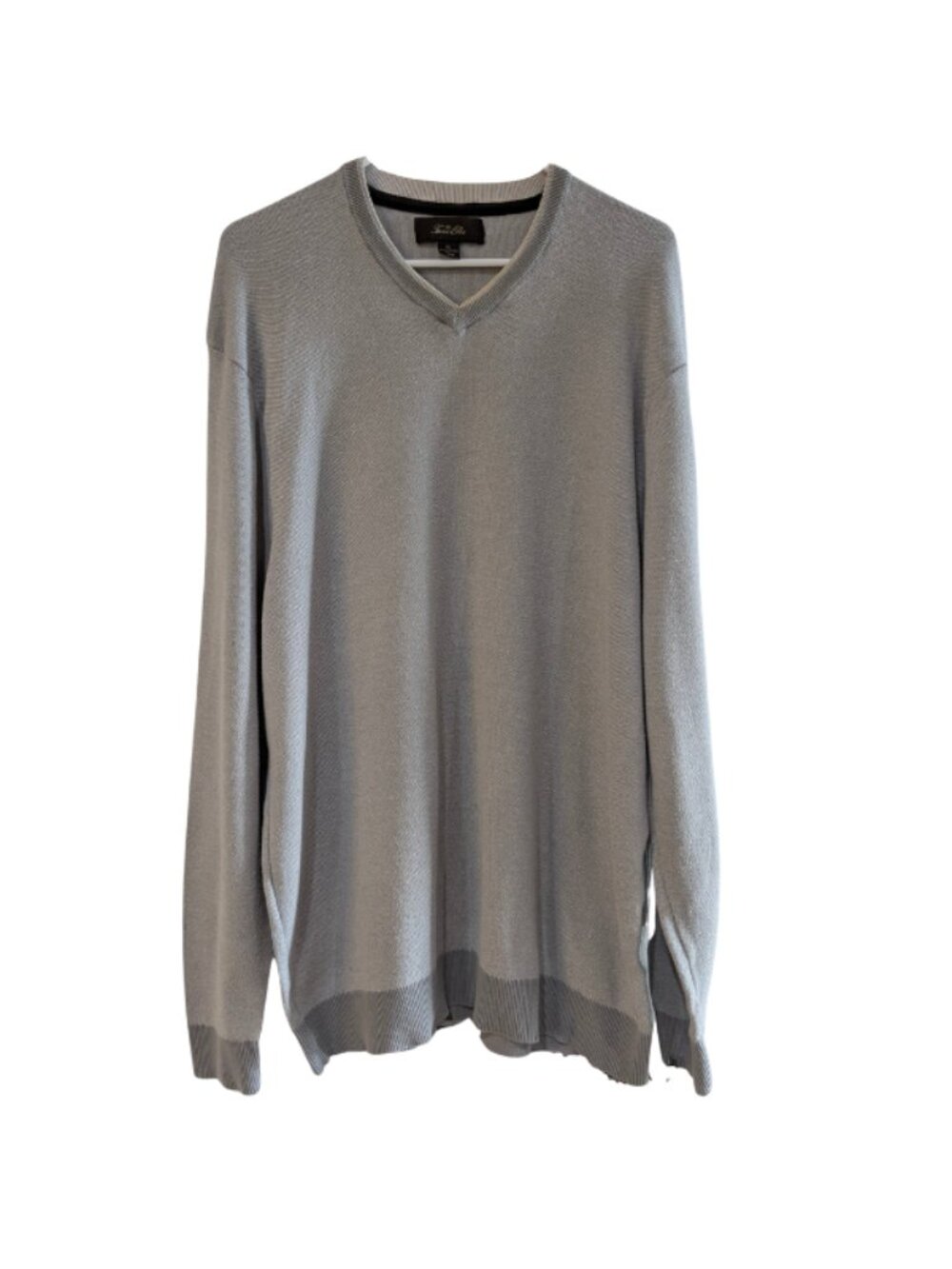 Tasso Elba Men's V-Neck Sweater, Gray, Size XL, Cotton, Long Sleeve